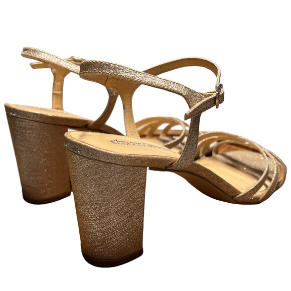 BADGLEY MISCHKA American Glamour Womens 10 Rose Gold Strappy Sparkle Sandal - Picture 7 of 16